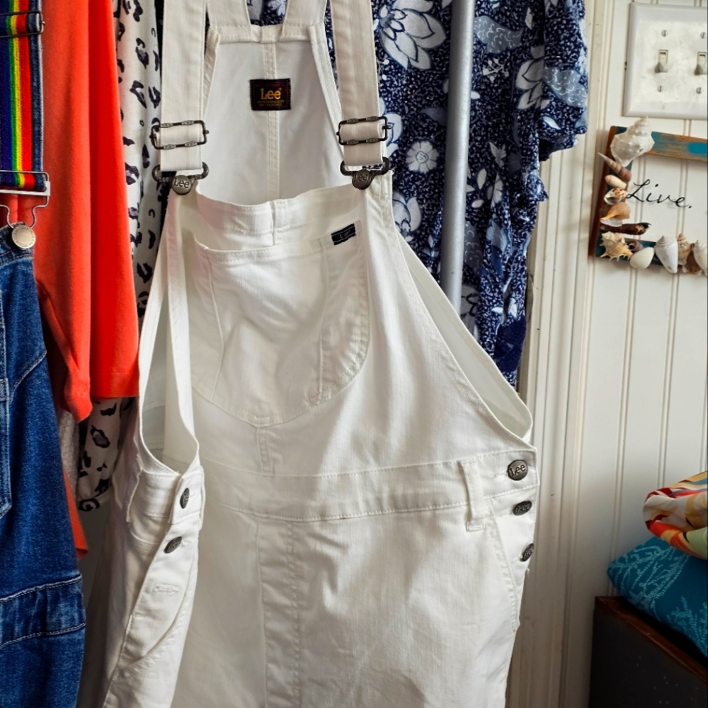 White short bib overalls plus size 22